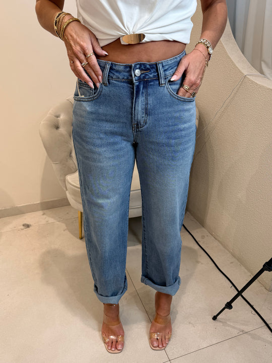 Jean mom bleu claire L3078