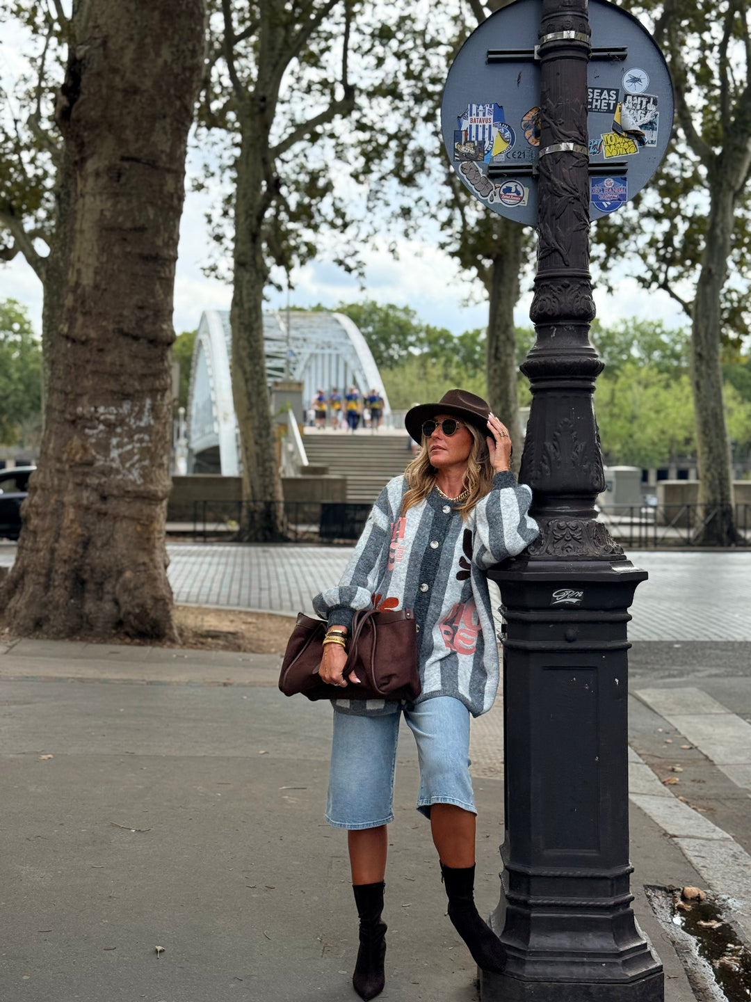 Pull Gilet rayure brodés Gris