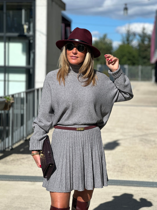 Ensemble col roulé et jupe GRIS 5030 + 5031