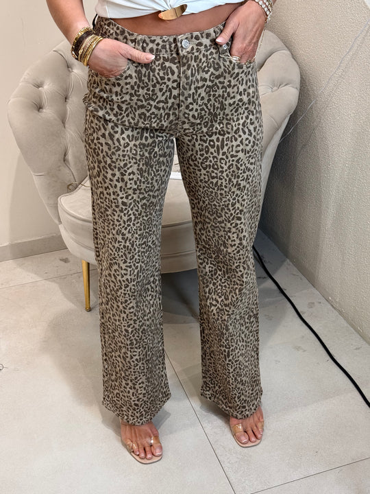 Jean wide leopard claire Y3518-1