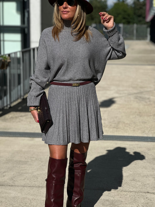 Ensemble col roulé et jupe GRIS 5030 + 5031