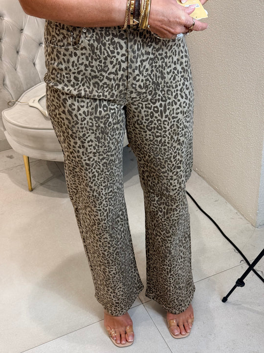 Jean wide leopard claire Y3518-1
