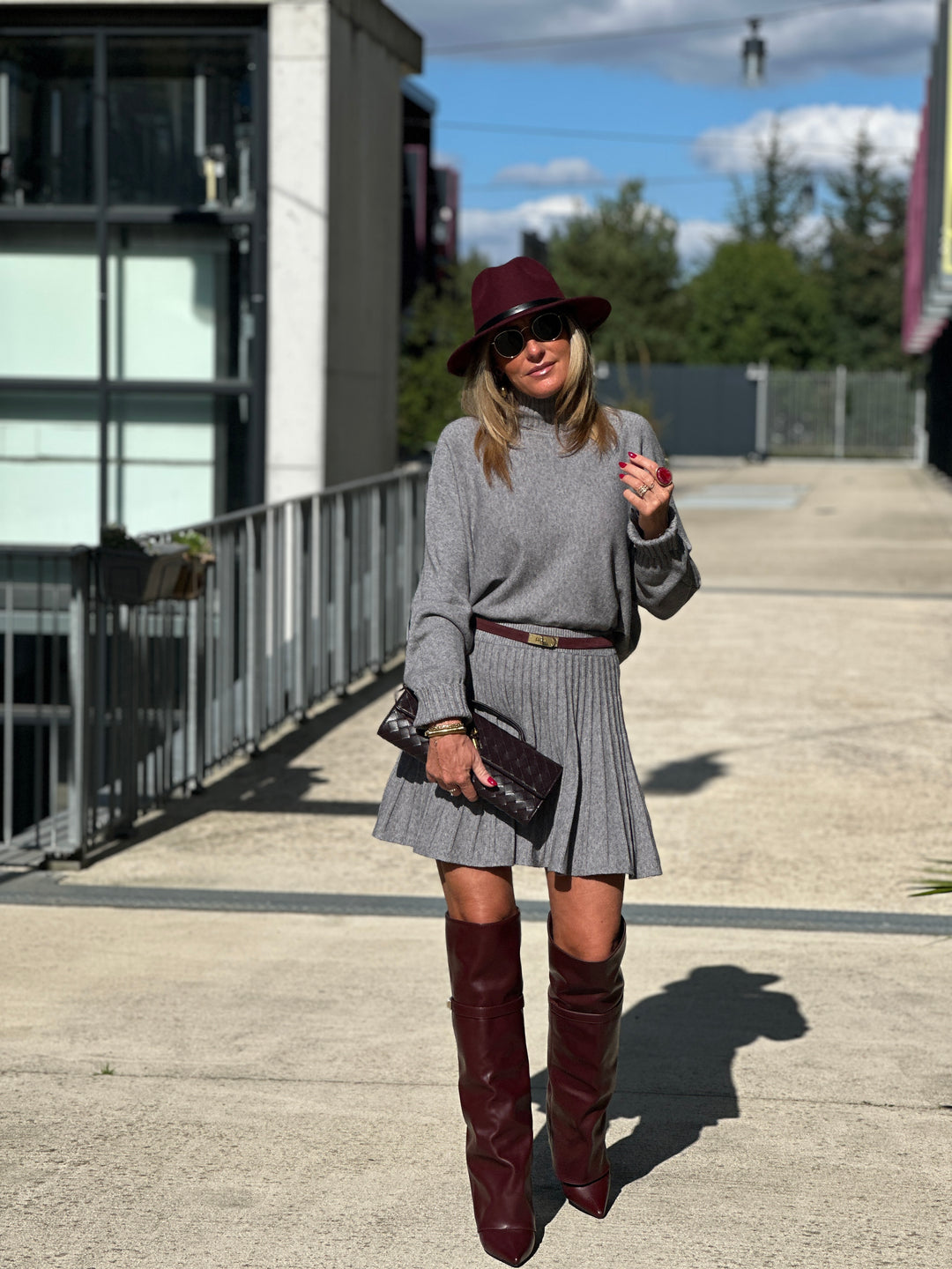Ensemble col roulé et jupe GRIS 5030 + 5031