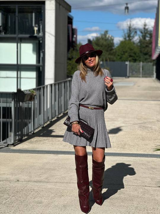 Ensemble col roulé et jupe GRIS 5030 + 5031