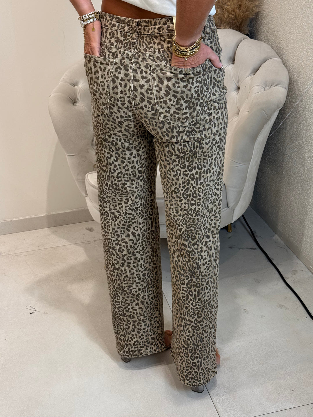 Jean wide leopard claire Y3518-1