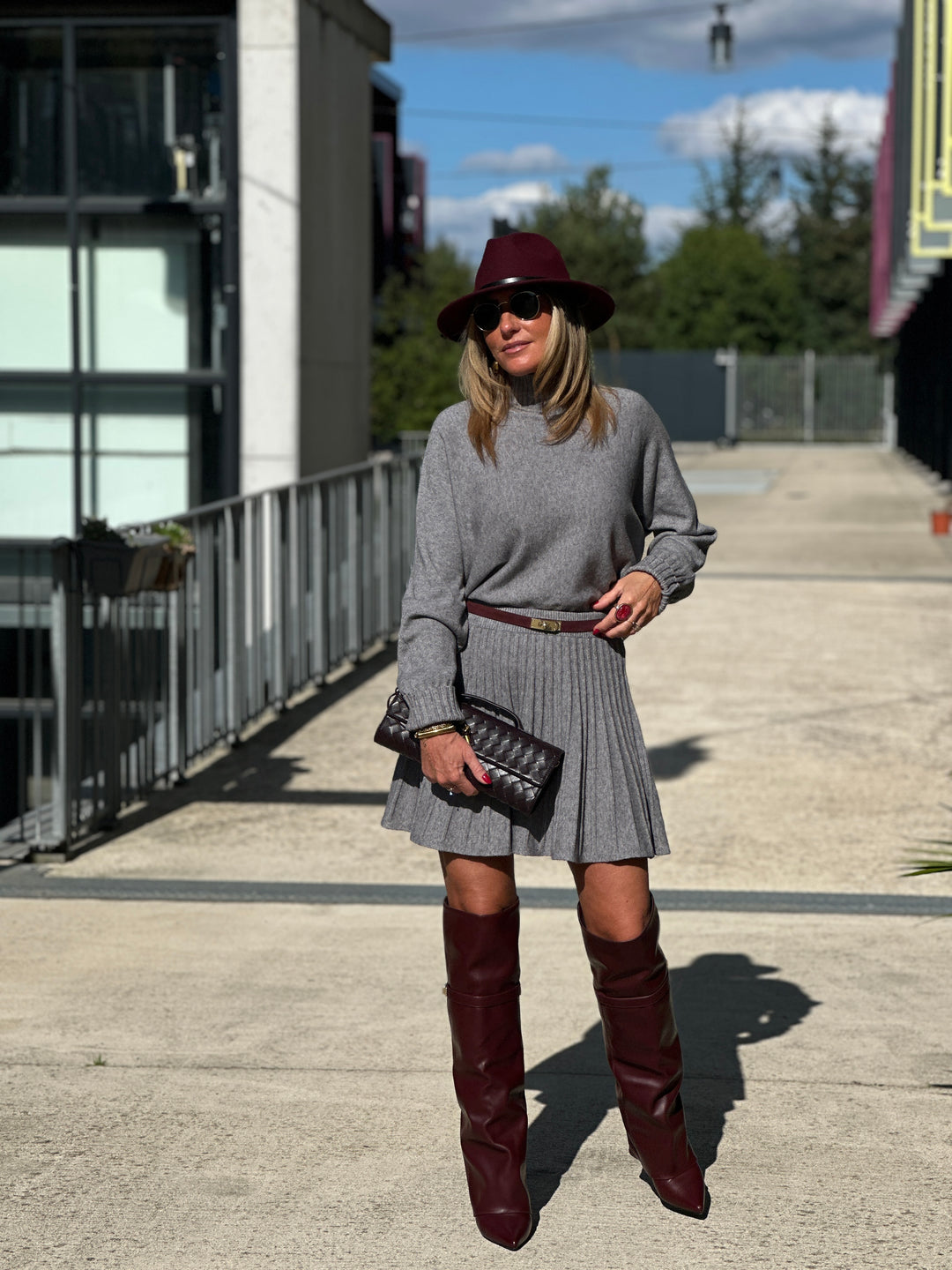 Ensemble col roulé et jupe GRIS 5030 + 5031