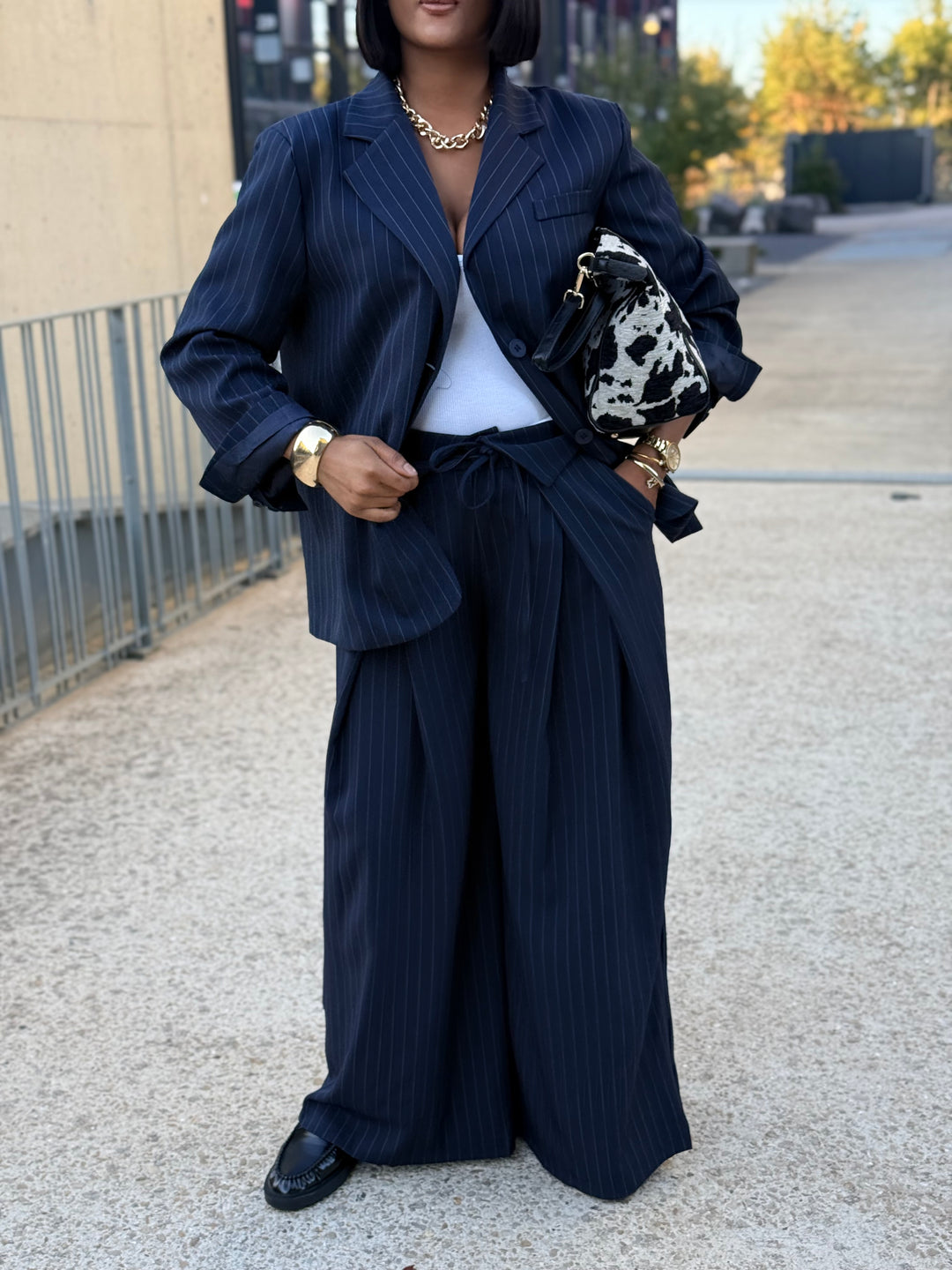 Pantalon rayure bleu marine IVAN