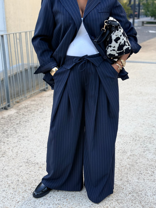 Pantalon rayure bleu marine IVAN