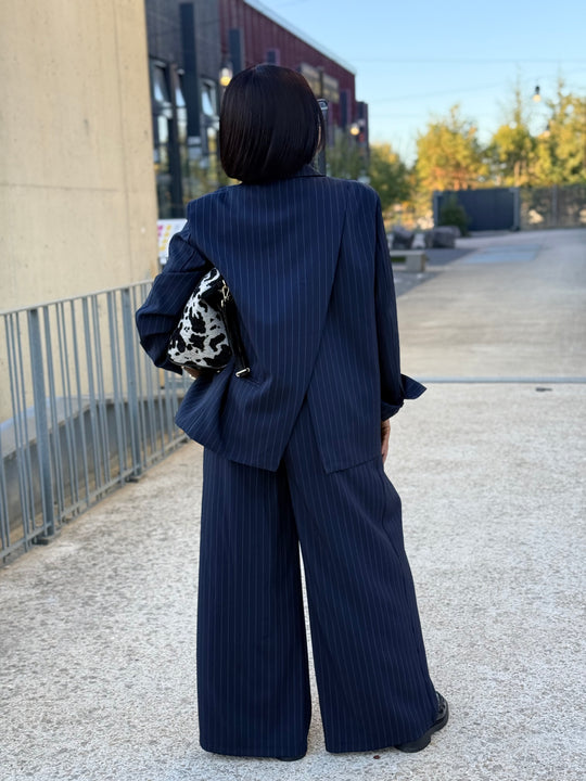 Pantalon rayure bleu marine IVAN