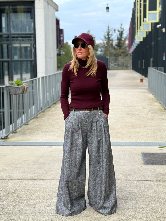 Pantalon pince chevron gris