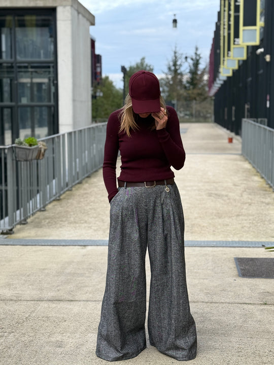 Pantalon pince chevron gris