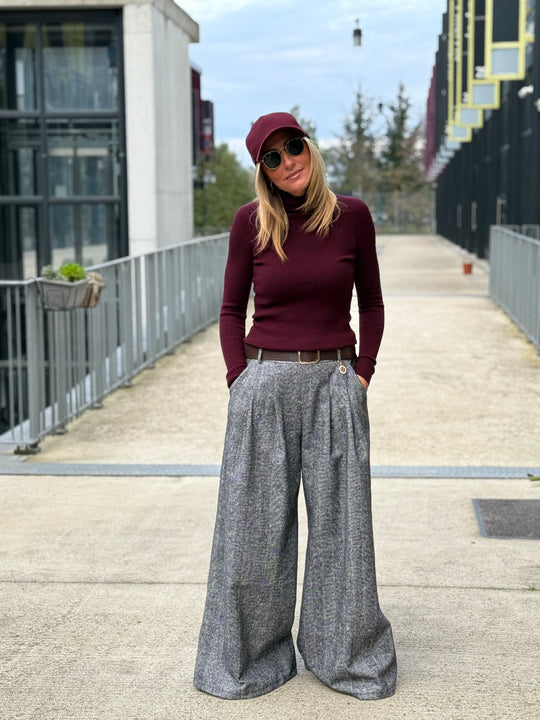 Pantalon pince chevron gris