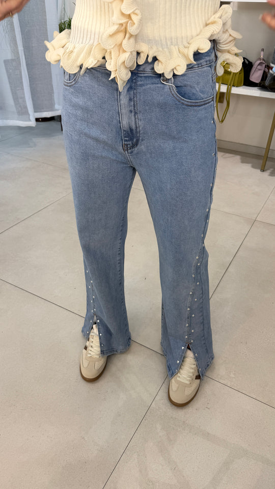 Jean flare fentes Cloutés Bleu 6090 (taille grand)