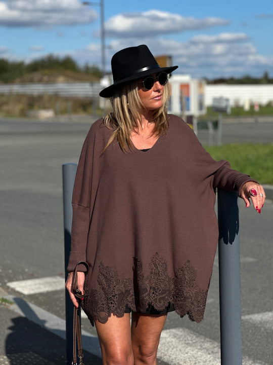 Pull col V dentelle 898