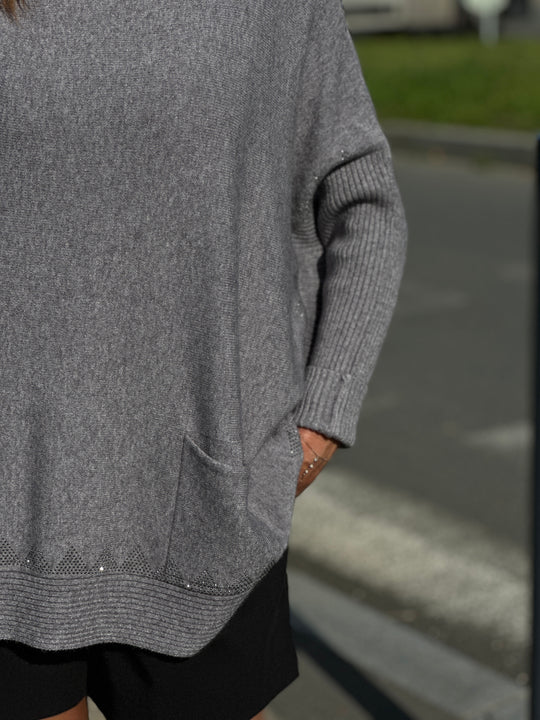Pull long strass et poches 1787