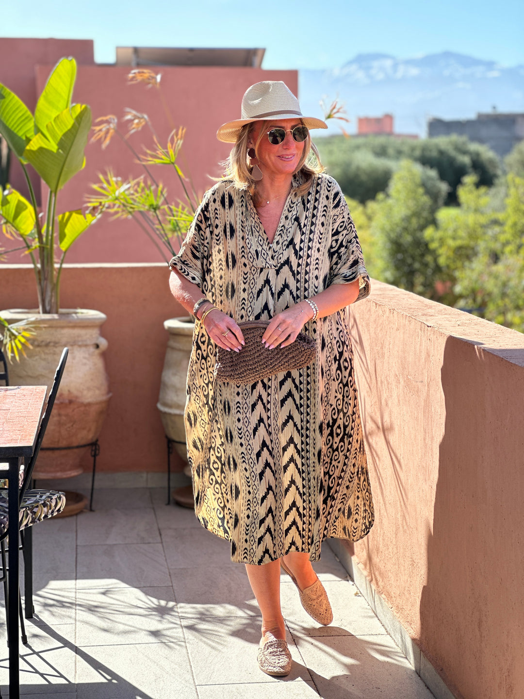 Robe bohème imprimée Noir /Rb6987