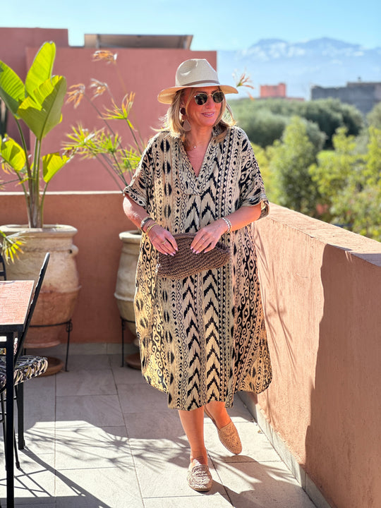 Robe bohème imprimée Noir /Rb6987
