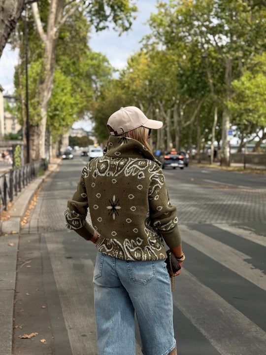 Pull gilet Bandana Kaki 06SC191