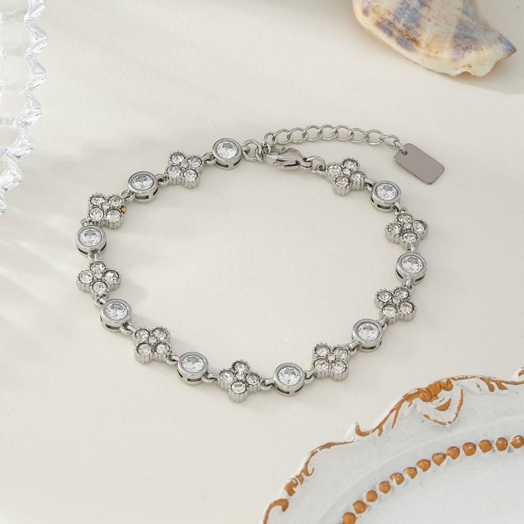 Bracelet trèfle strass