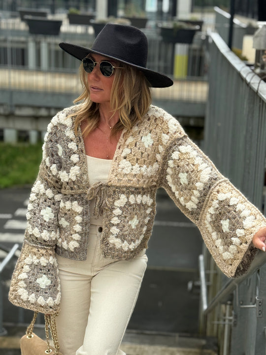 Gilet tricoté beige/taupe25611