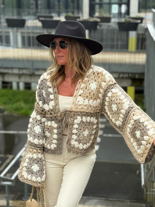 Gilet tricoté beige/taupe25611