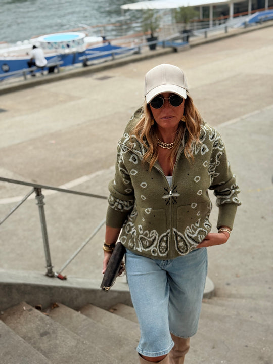Pull gilet Bandana Kaki 06SC191