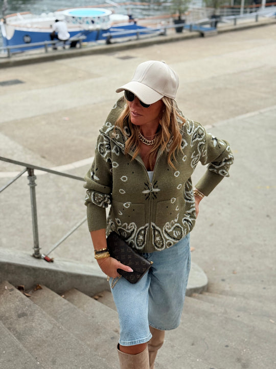 Pull gilet Bandana Kaki 06SC191