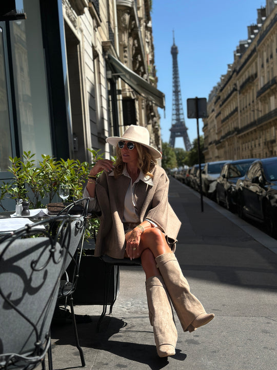 Cape laine réversible Choco/taupe Sy729
