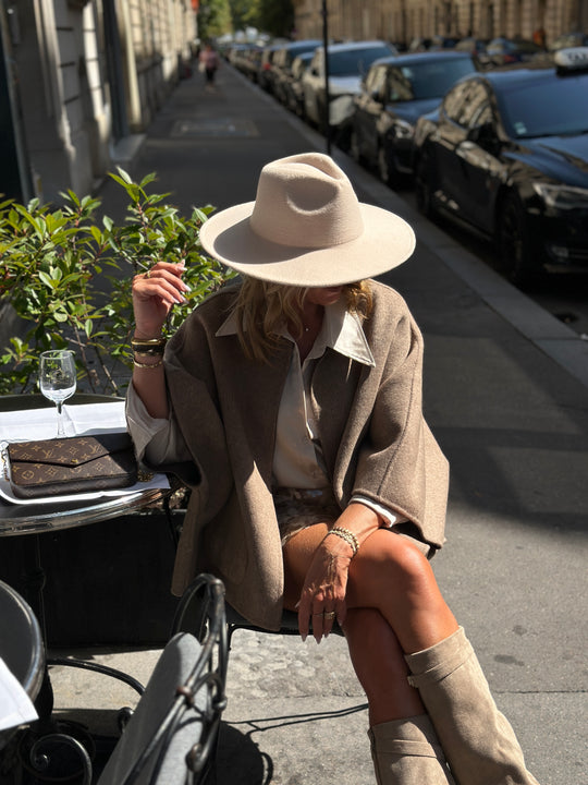 Cape laine réversible Choco/taupe Sy729