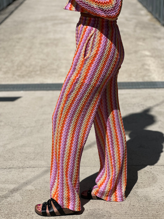 Pantalon crochet multi rose 8813