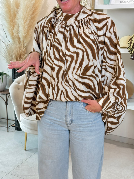 Blouse zèbre camel 12396