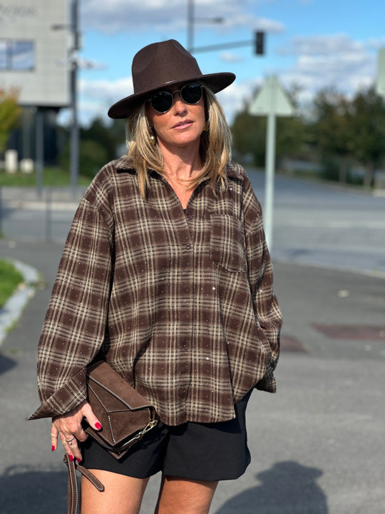Chemise carreaux Choco strass LM81981