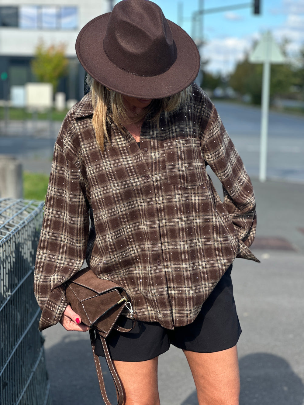 Chemise carreaux Choco strass LM81981
