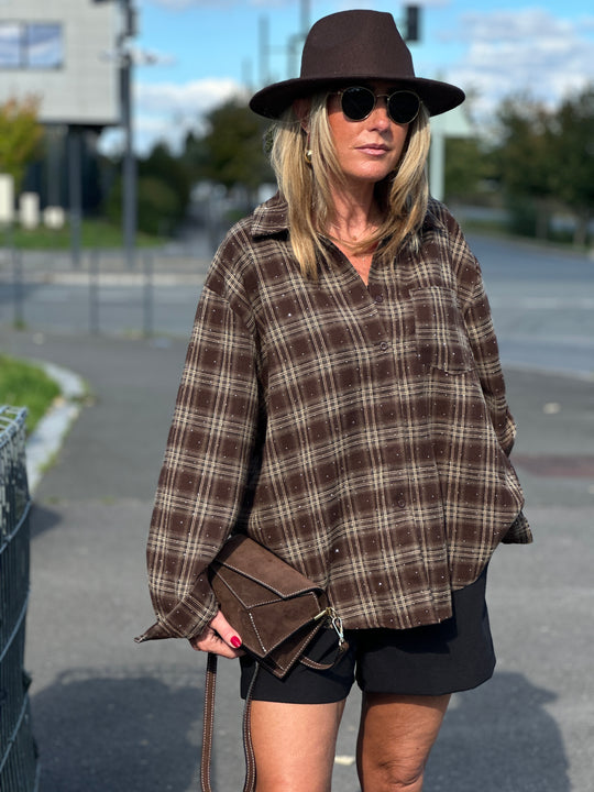 Chemise carreaux Choco strass LM81981