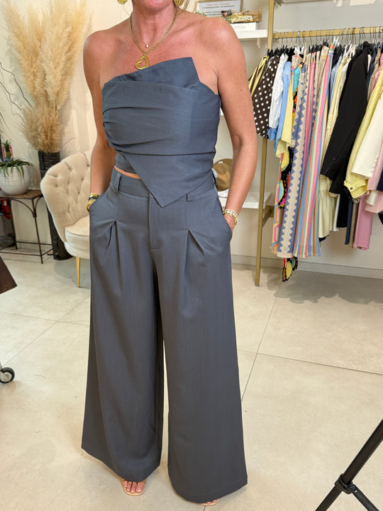 Ensemble bustier pantalon Gris 8129