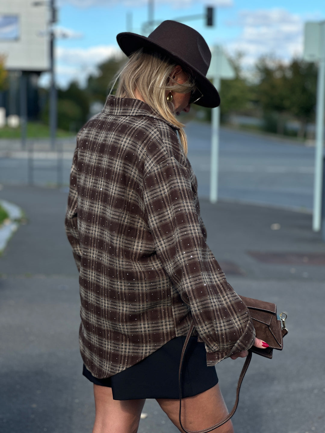 Chemise carreaux Choco strass LM81981