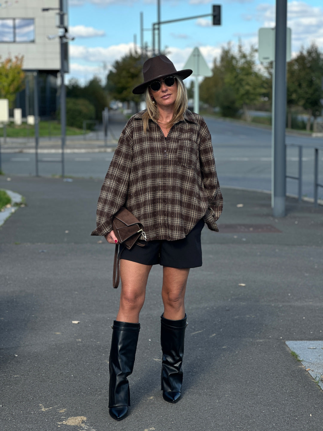Chemise carreaux Choco strass LM81981