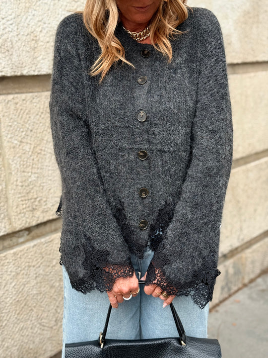Gilet manches dentelle Gris 2752