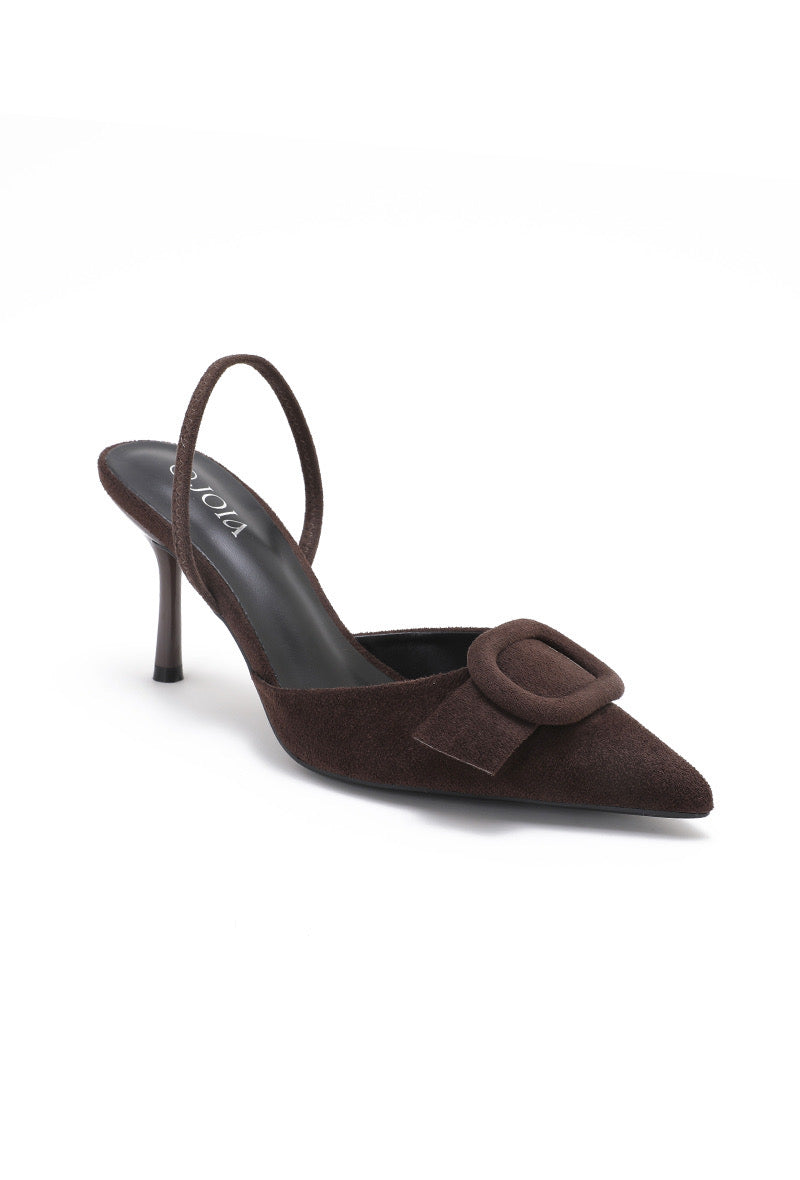 Escarpins choco ouverts boucle daim 1017