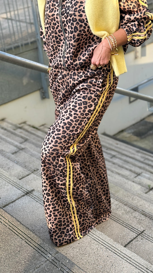 Ensemble jogging léopard bande jaune foncé