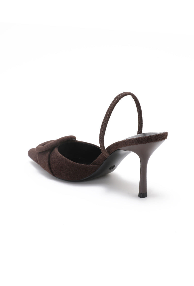 Escarpins choco ouverts boucle daim 1017