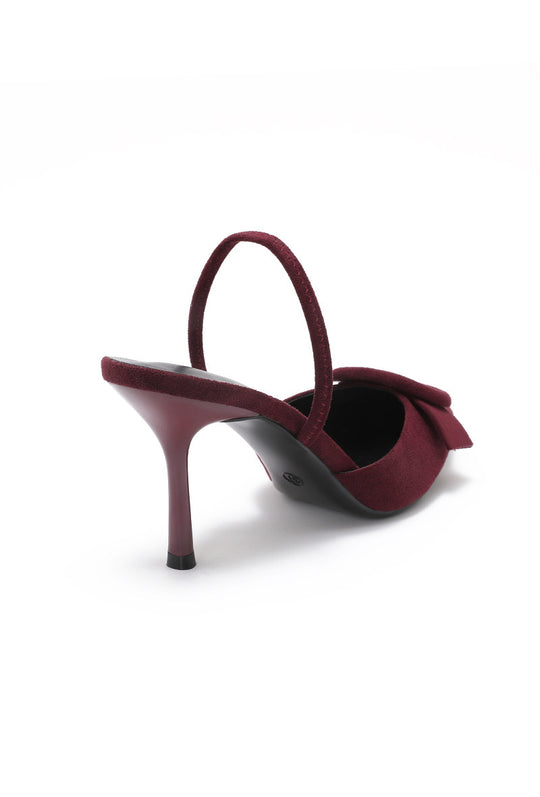 Escarpins bordeaux ouverts boucle daim 1017