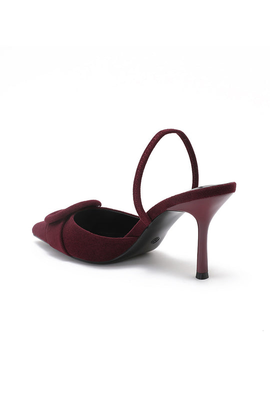 Escarpins bordeaux ouverts boucle daim 1017