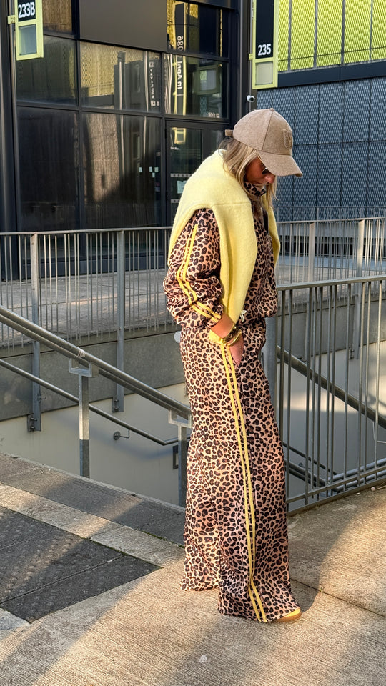 Ensemble jogging léopard bande jaune foncé