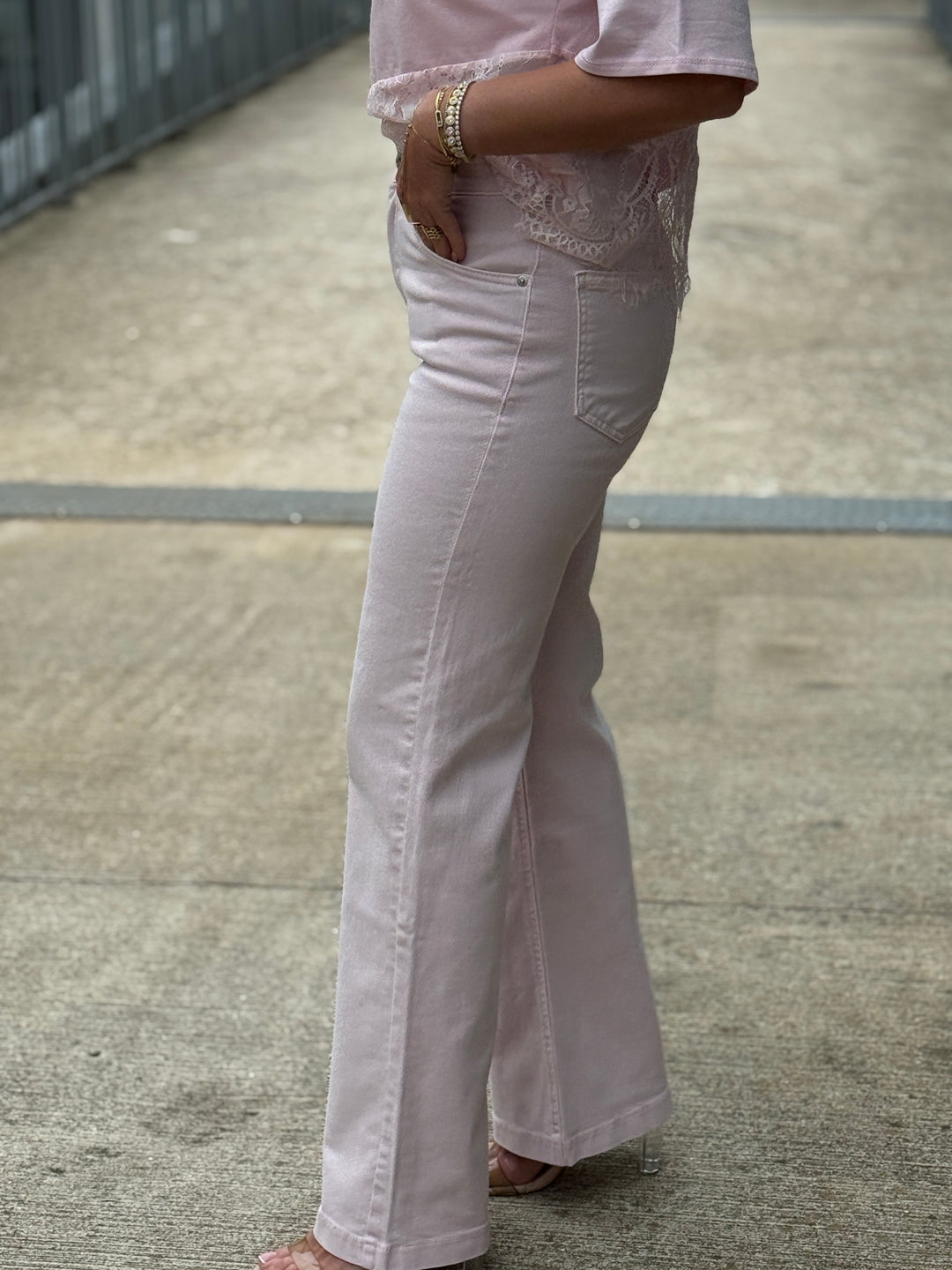 Jean flare droite Rose JP9129-4