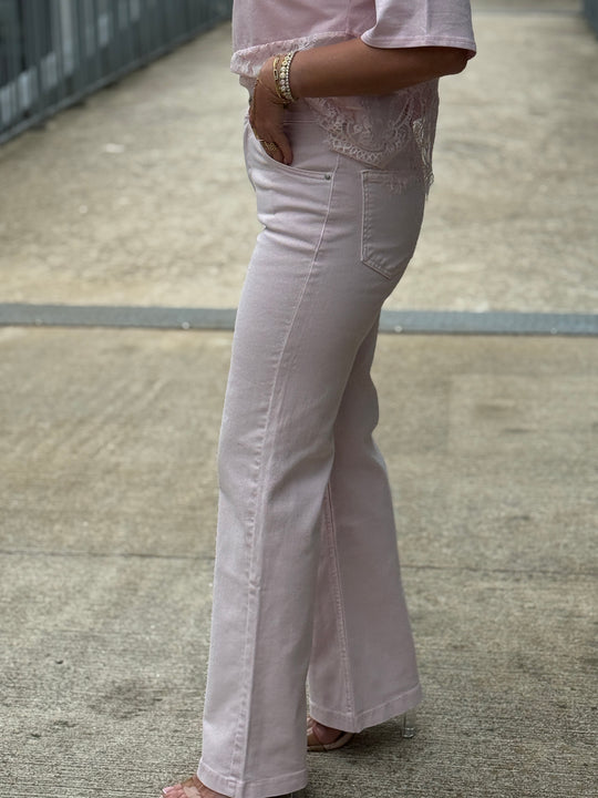 Jean flare droite Rose JP9129-4