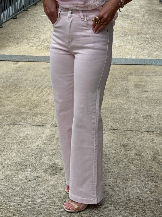 Jean flare droite Rose JP9129-4