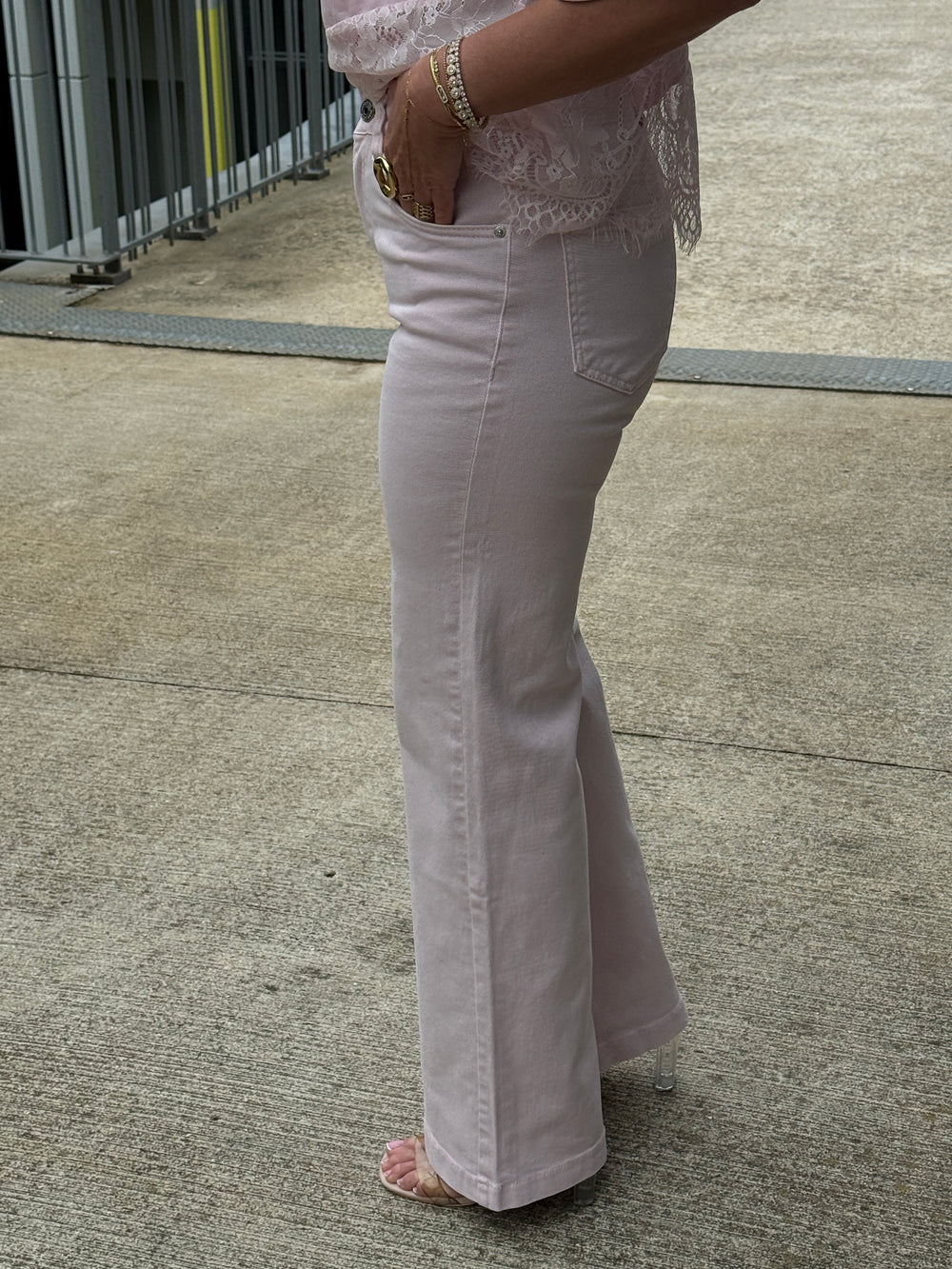 Jean flare droite Rose JP9129-4