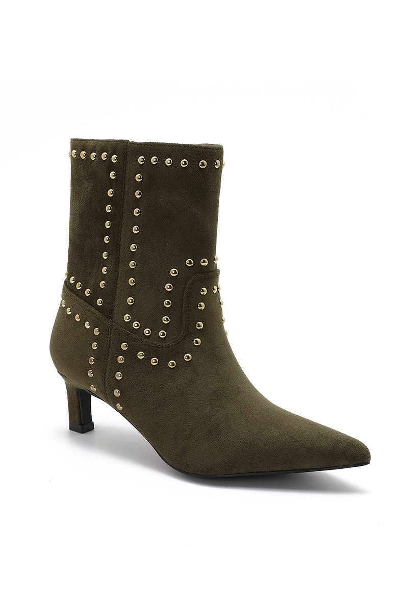 Bottines kaki clous petit talon 308