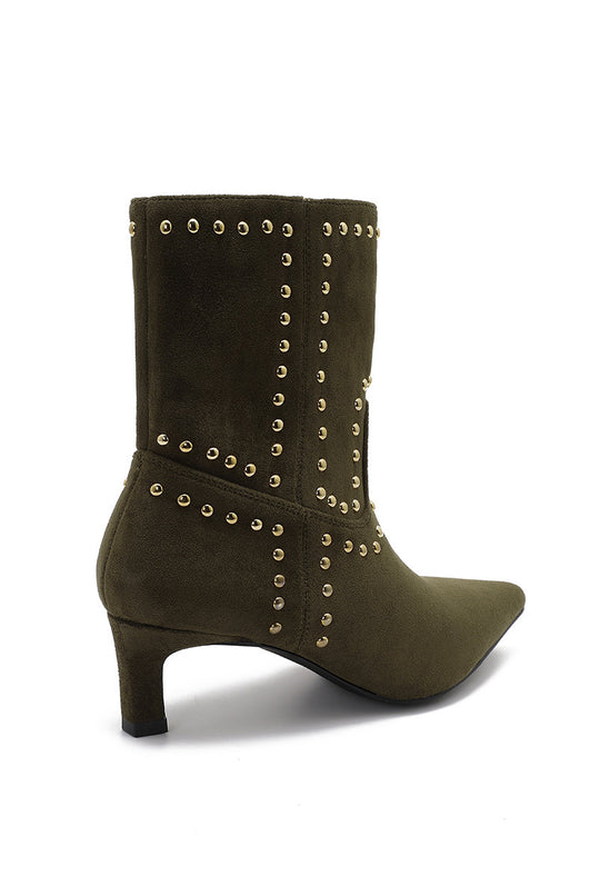 Bottines kaki clous petit talon 308